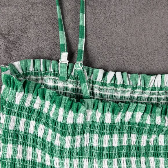 Cato Women Dress Gingham Ruffle Smocked Pockets Sundress Green White 18/20 J199 - Picture 6 of 13